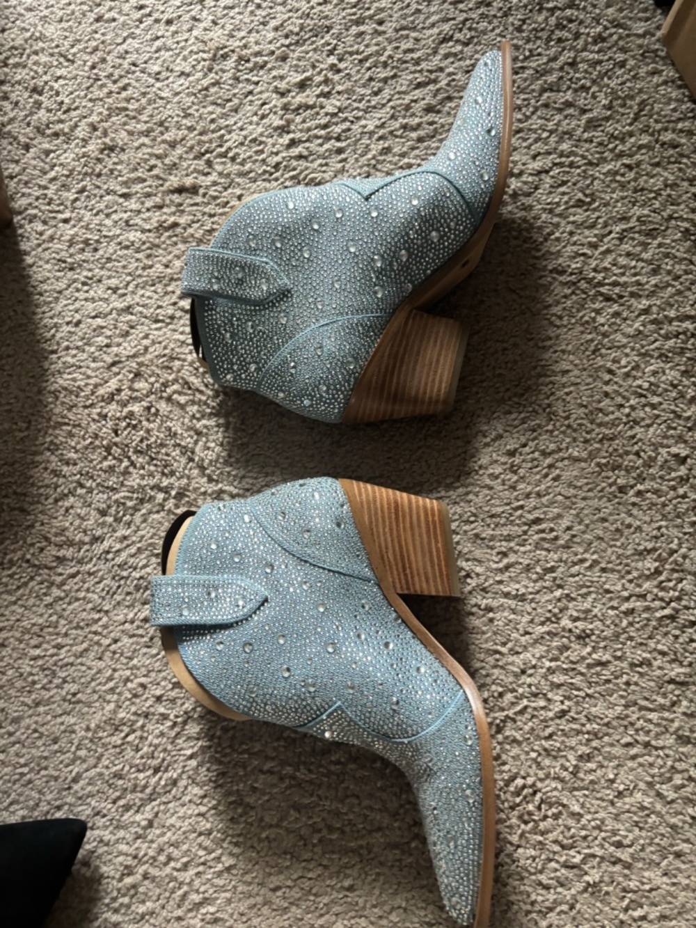 Jessica Simpson Rhinestone Western Ankle Booties Size 8 - Picture 3 of 4